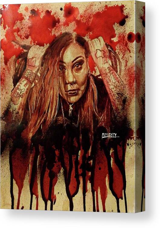 Ryan Almighty Canvas Print featuring the painting RAZAKEL port fresh blood by Ryan Almighty