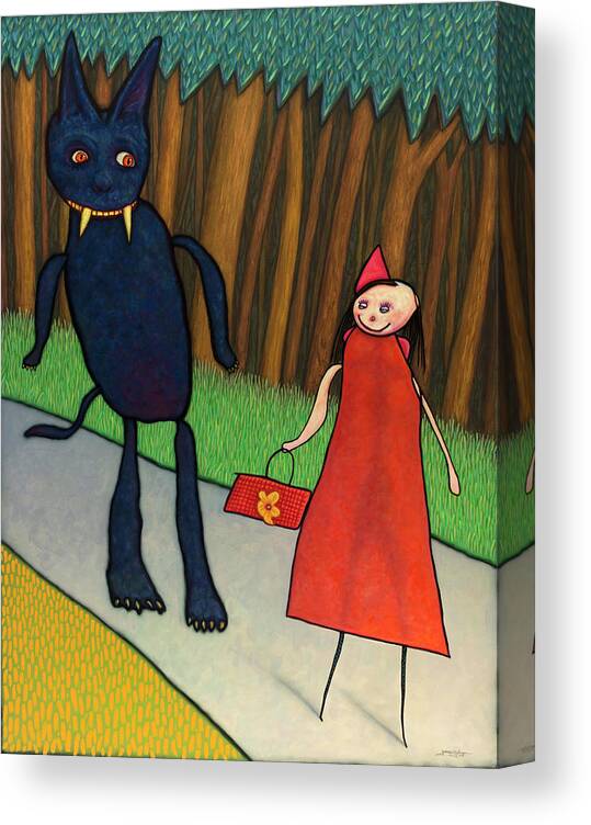 Little Red Ridinghood Canvas Print featuring the painting Red Ridinghood by James W Johnson