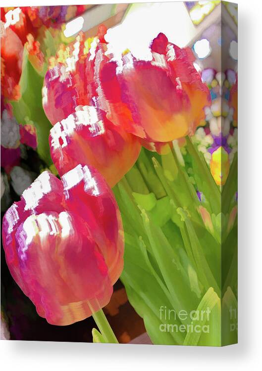 Abstract Canvas Print featuring the photograph Red tulip flower pastel by Phillip Rubino