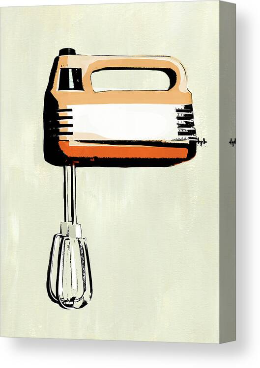 Kitchen Bath Canvas Print featuring the painting Retro Kitchen Appliance IIi by Annie Warren