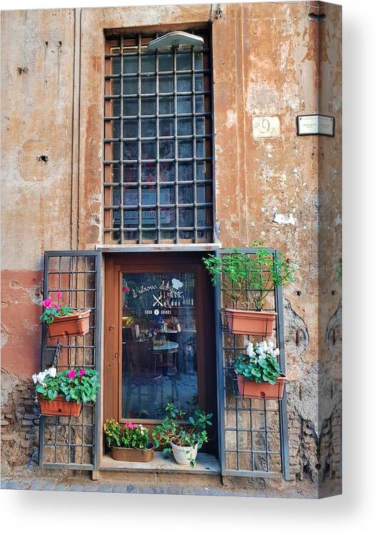 Architecture Canvas Print featuring the photograph The Roman Window by Andrea Whitaker