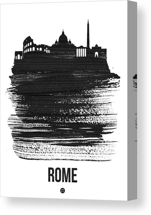 Rome Canvas Print featuring the mixed media Rome Skyline Brush Stroke Black by Naxart Studio