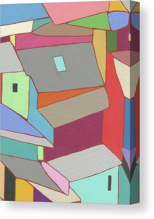 Landscapes Canvas Print featuring the painting Rooftops In Color Xi by Nikki Galapon