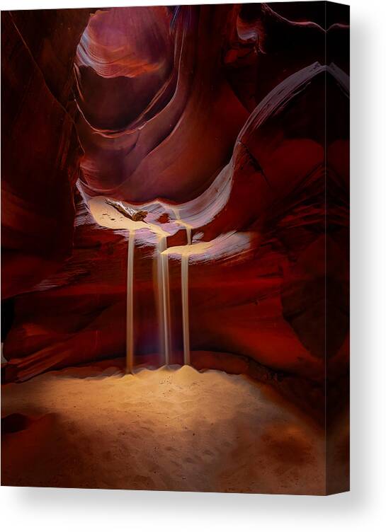 Antelope Canvas Print featuring the photograph Sandfall In Antelope Canyon "???" by Janice W. Chen