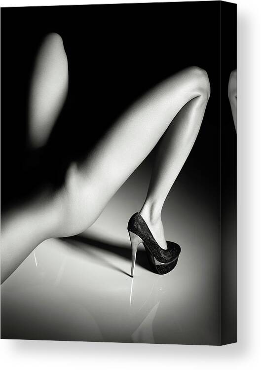 Woman Canvas Print featuring the photograph Sensual legs in high heels by Johan Swanepoel