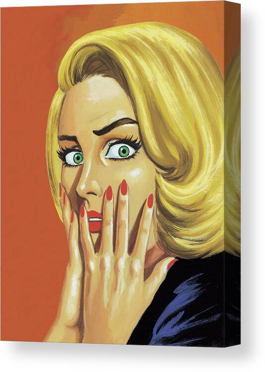 Afraid Canvas Print featuring the drawing Shocked Blond Woman by CSA Images