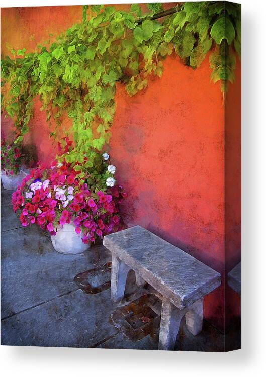 Floral Canvas Print featuring the photograph Sidewalk Floral In Brownsville by Thom Zehrfeld
