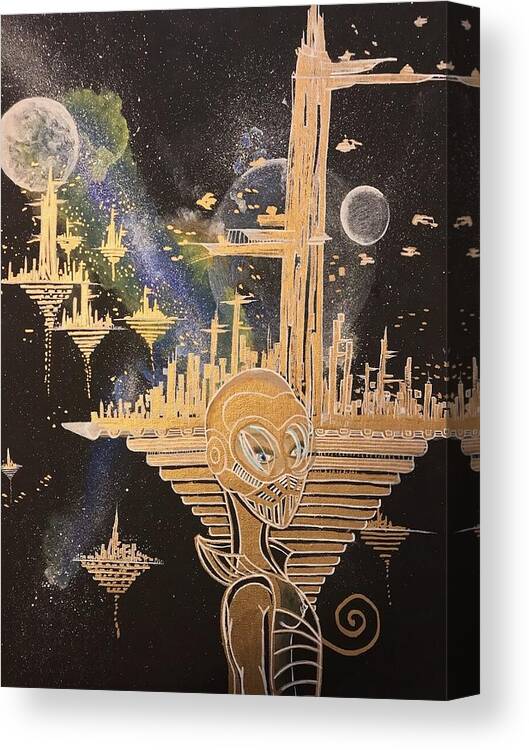 Fantasy Canvas Print featuring the painting Space Queen by Felicia Hoover