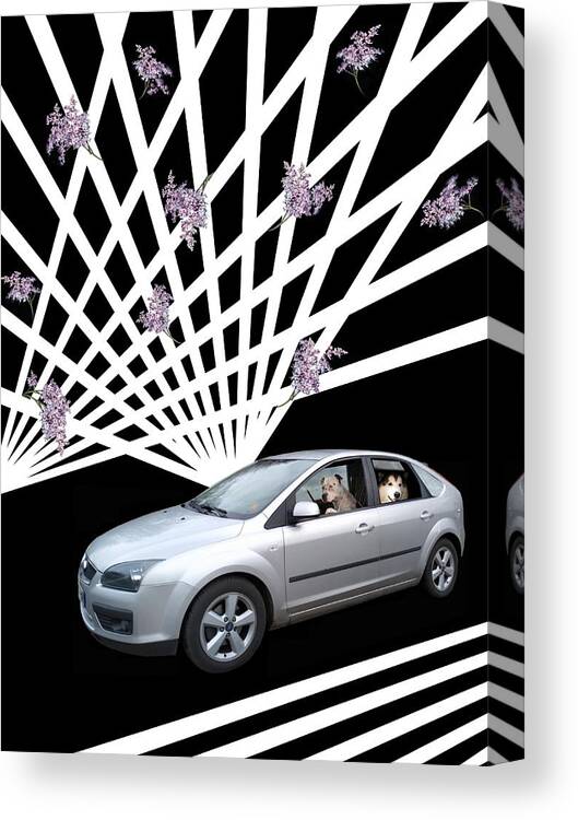 Silver Car Canvas Print featuring the photograph Spectacularly Gone to the Dogs by Andrea Lazar