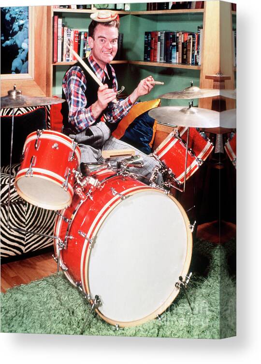 People Canvas Print featuring the photograph Spike Jones Plays Drums by Bettmann
