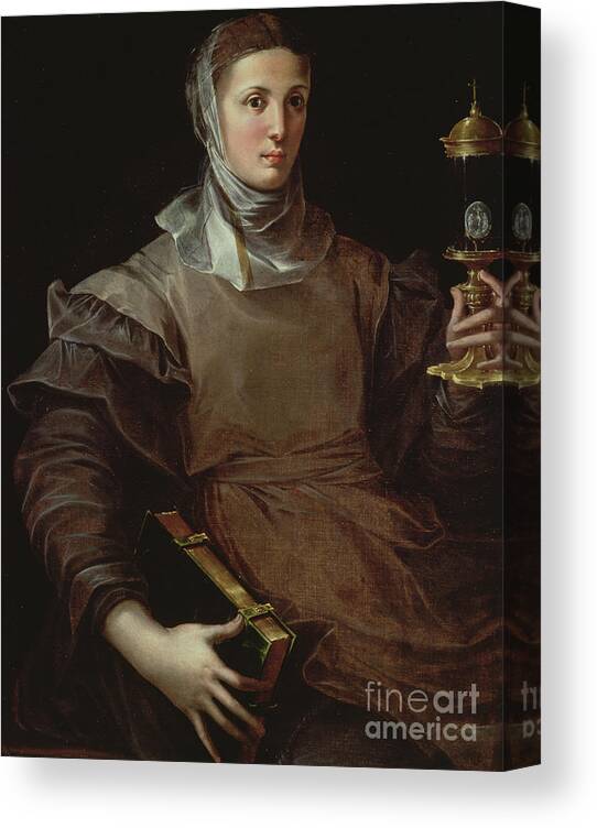 Catholicism Canvas Print featuring the painting St. Clare, 1530 by Girolamo Mazzola Bedoli
