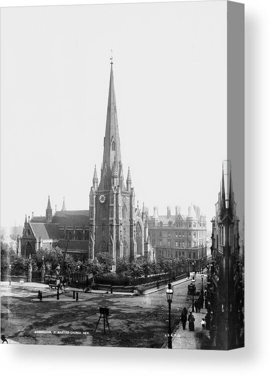 People Canvas Print featuring the photograph St Martin In The Bull Ring by London Stereoscopic Company