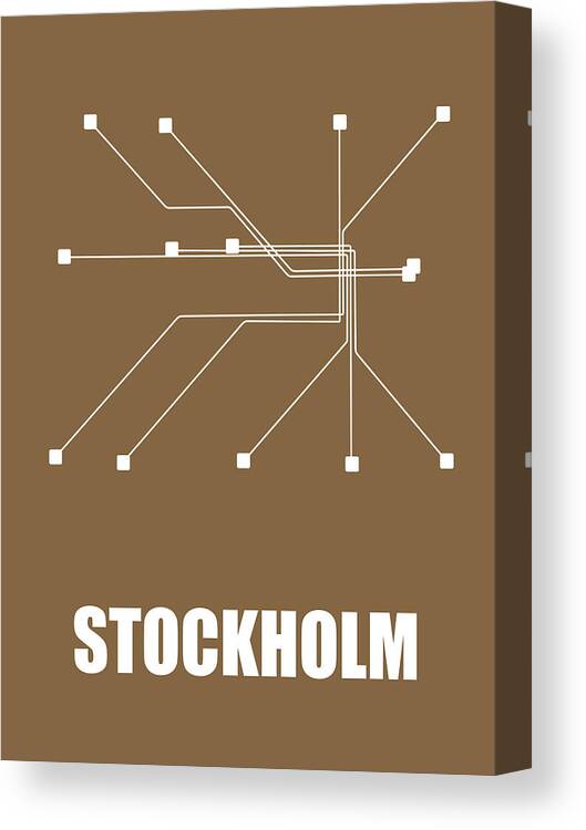 Stockholm Canvas Print featuring the digital art Stockholm Subway Map 2 by Naxart Studio