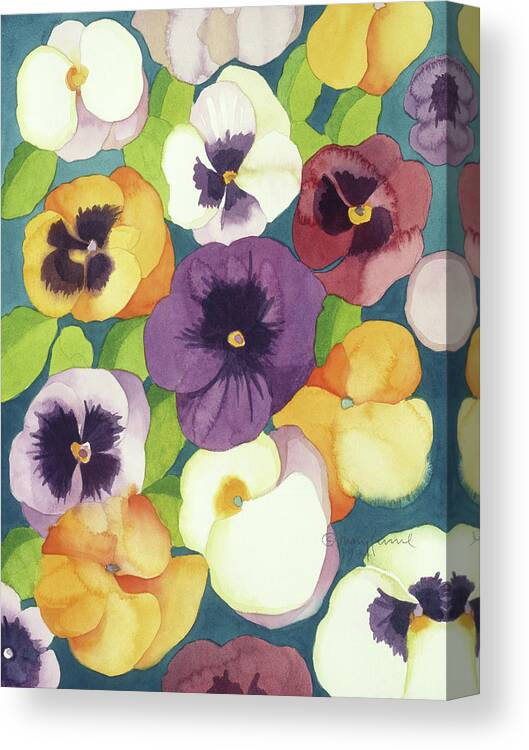 Pansies Canvas Print featuring the painting Summer Pansies by Mary Russel