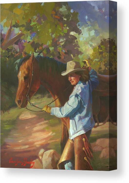 Western Art Canvas Print featuring the painting Sunshine Trail by Carolyne Hawley