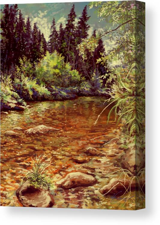 Water Canvas Print featuring the painting Sunshiny Day by Hans Neuhart