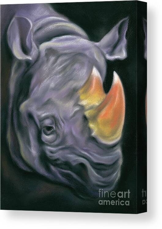Rhinoceros Canvas Print featuring the painting Surreal Candy Corn Rhinoceros by MM Anderson