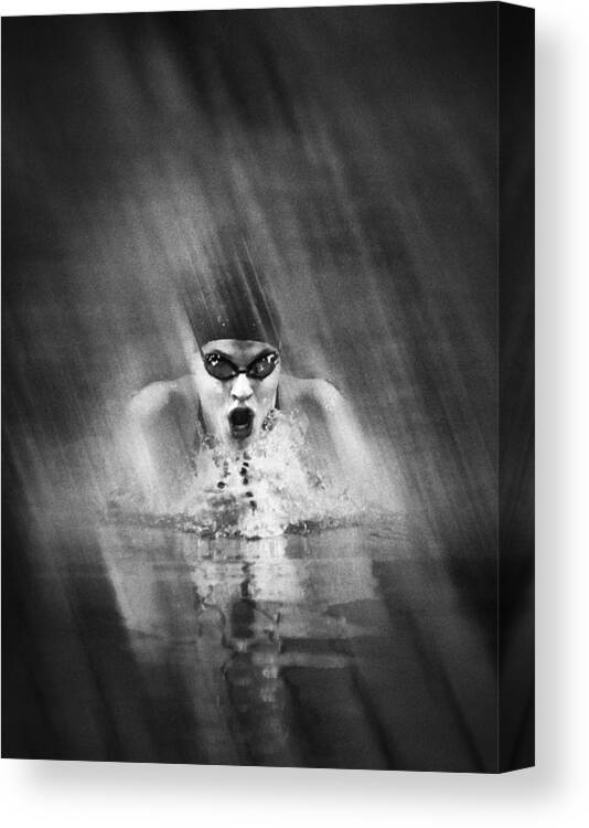 Action Canvas Print featuring the photograph Swimming Speed by Greetje Van Son