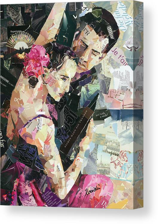 Tango Parisienne Canvas Print featuring the mixed media Tango Parisienne by Ines Kouidis