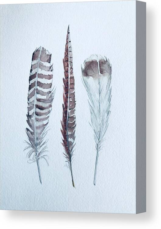 Owl Feather Canvas Print featuring the painting Tawney Feathers by Luisa Millicent