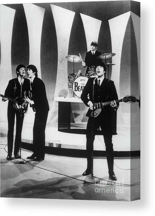 Rock Music Canvas Print featuring the photograph The Beatles Performing On The Ed by Bettmann