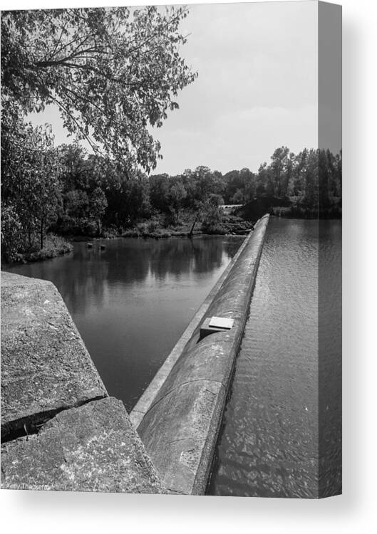 Black And White Canvas Print featuring the photograph The Dam by Kelly Thackeray