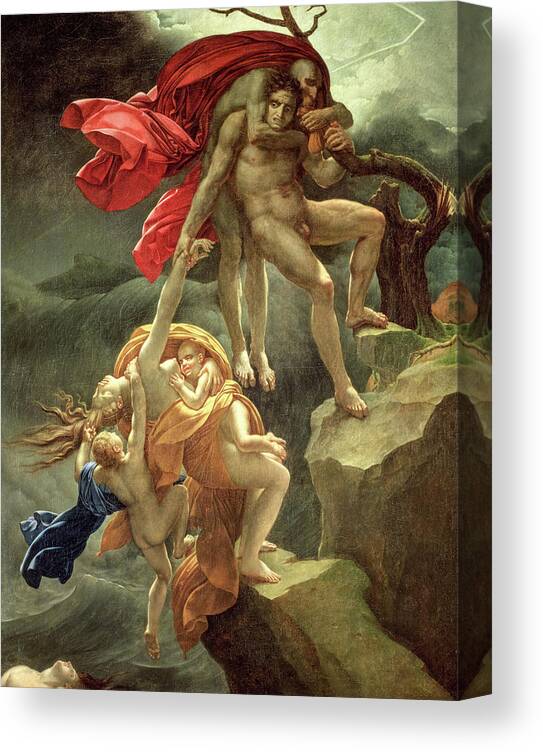 Anne-louis Girodet Canvas Print featuring the painting The Flood, A Deluge Scene, 1806 by Anne-Louis Girodet de Roussy-Trioson