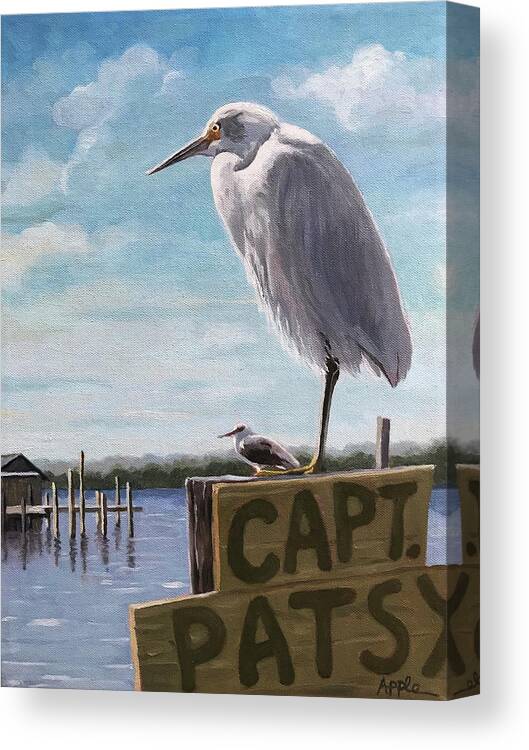 Seascape Canvas Print featuring the painting The Guardians - Florida oil painting by Linda Apple