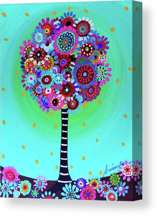 The Joyful Tree Canvas Print featuring the painting The Joyful Tree by Prisarts