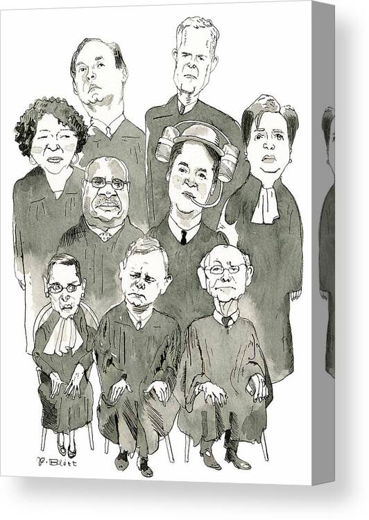 Supreme Court Canvas Print featuring the drawing The New Supreme Court by Barry Blitt