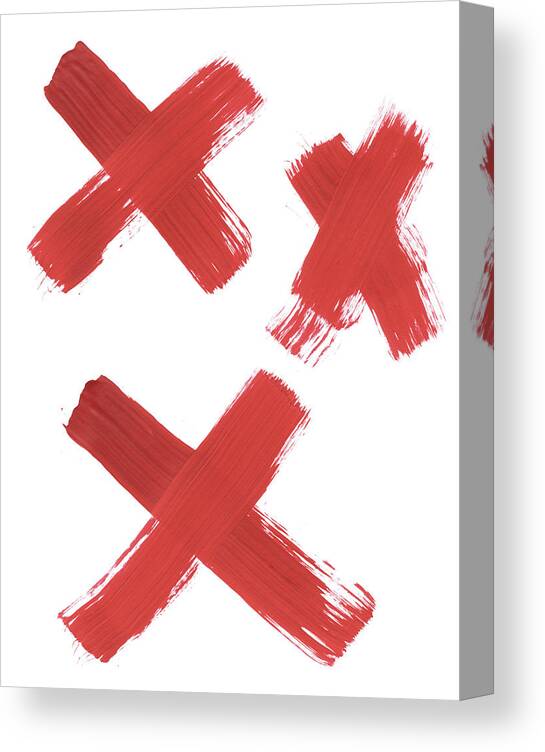 Letter X Canvas Print featuring the photograph Three Thickly Painted Red Exes by Kevinruss