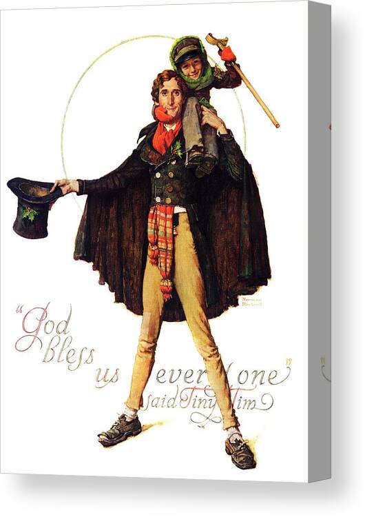 #faaAdWordsBest Canvas Print featuring the painting Tiny Tim by Norman Rockwell