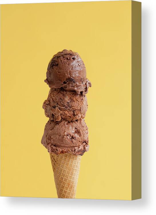 Unhealthy Eating Canvas Print featuring the photograph Triple Scoop Chocolate Ice Cream by James Worrell