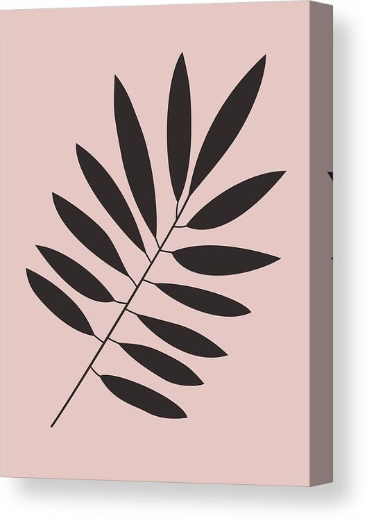 Tropical Leaf Canvas Print featuring the mixed media Tropical Blush Pink Leaf I by Naxart Studio