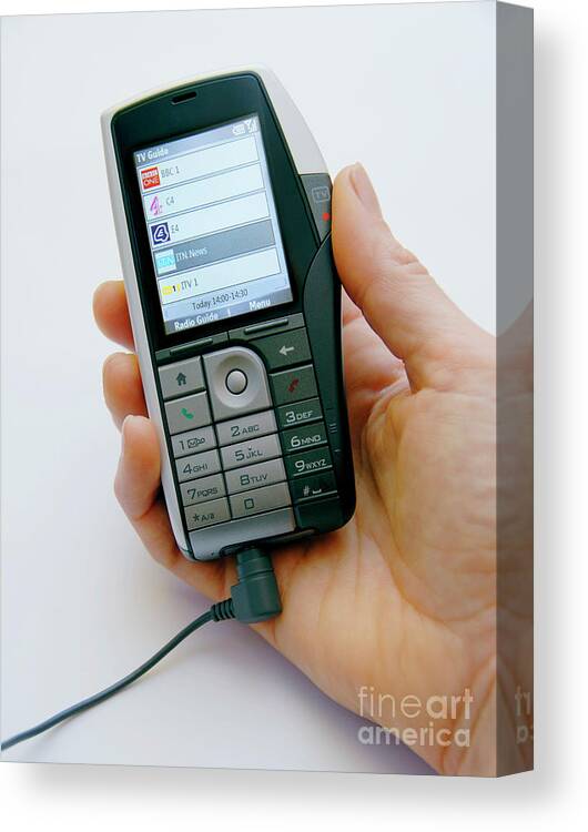 Communications Technology Canvas Print featuring the photograph Tv Mobile Phone by Cordelia Molloy/science Photo Library