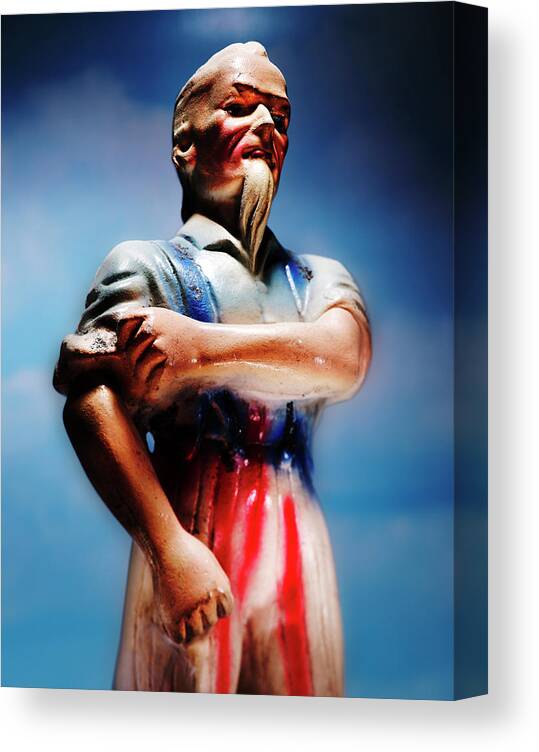 4th Of July Canvas Print featuring the drawing Uncle Sam Rolling up Sleeves by CSA Images