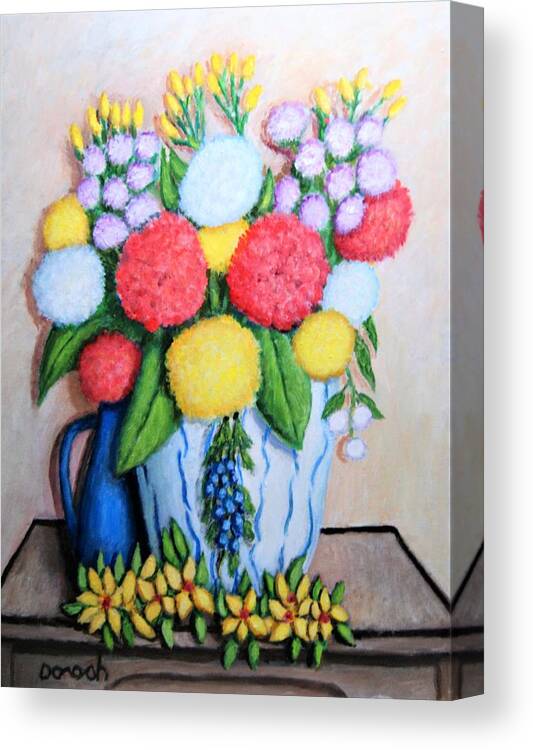 Still Life Canvas Print featuring the painting Vase Of Flowers by Gregory Dorosh