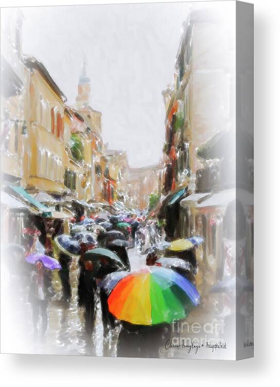 Paintograph Canvas Print featuring the painting Venice in the Rain by Chris Armytage
