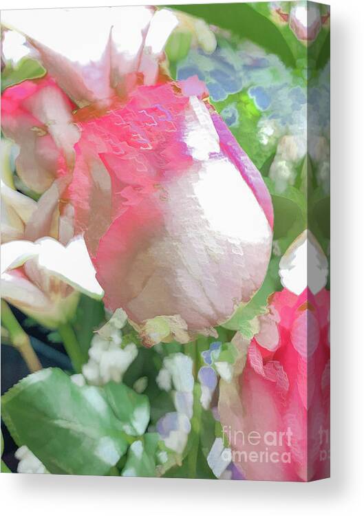 Abstract Canvas Print featuring the photograph Vertical Pink Rose Abstract by Phillip Rubino