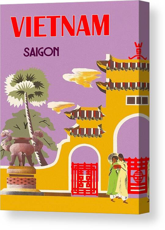 Vietnam Canvas Print featuring the digital art Vietnam, Saigon city by Long Shot