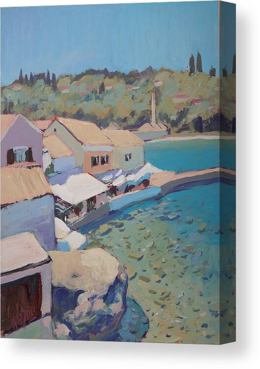 Loggos Canvas Print featuring the painting View on the Loggos pier by Nop Briex
