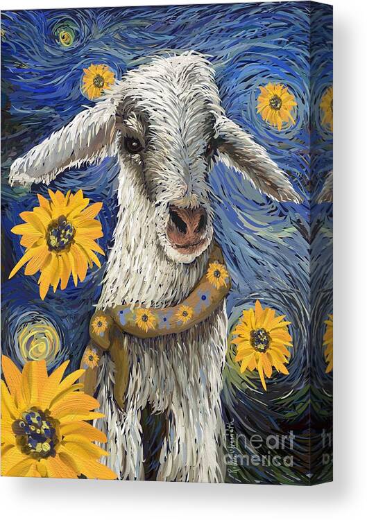 Goat Canvas Print featuring the digital art Vincent Van Goat by Robin Wiesneth