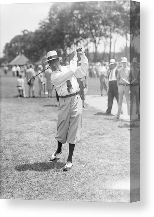 People Canvas Print featuring the photograph Walter Hagen At End Of Golf Swing by Bettmann