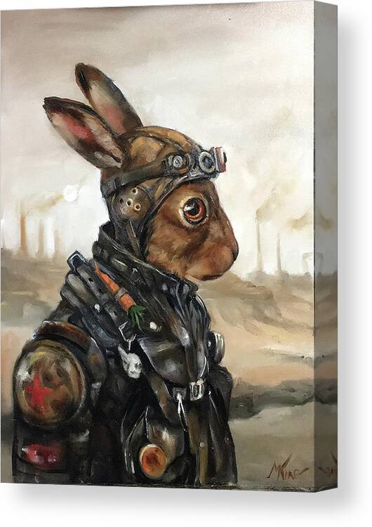 Rabbit Canvas Print featuring the painting Wasteland Rabbit by Margot King
