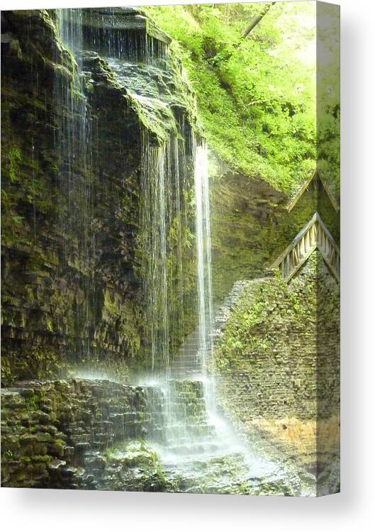 Water Canvas Print featuring the photograph Waterfall on the Rocks by Patricia Caron