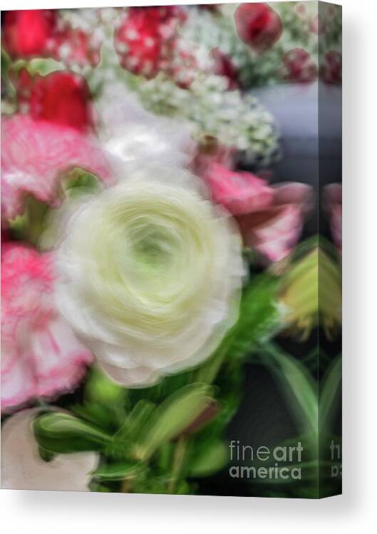 Abstract Canvas Print featuring the photograph White rose blur abstract by Phillip Rubino