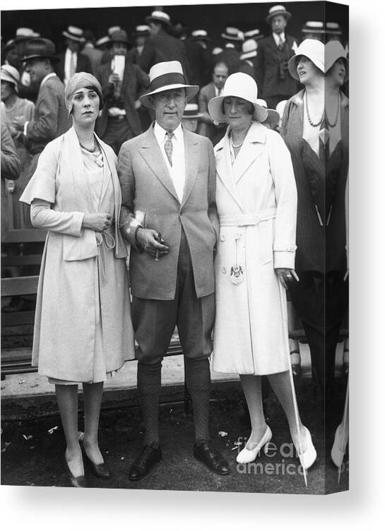 People Canvas Print featuring the photograph William Fox With His Wife And Daughter by Bettmann