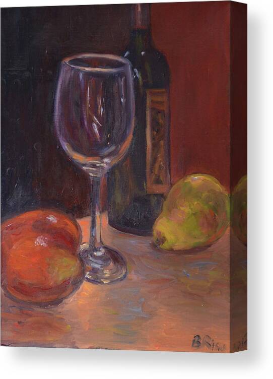 Wine Canvas Print featuring the painting Wine and Fruit by Beth Riso