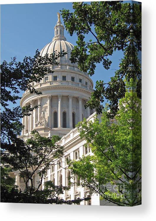 Nieves Nitta Canvas Print featuring the photograph Wisconsin Architecture - Madison Capitol by Nieves Nitta