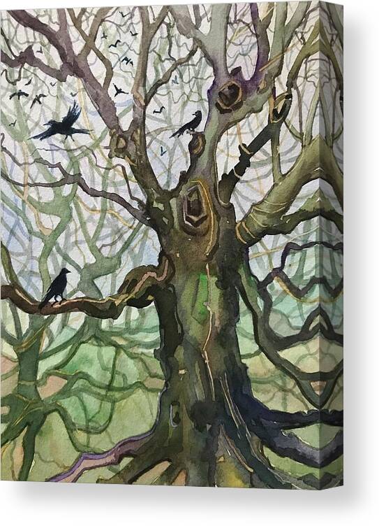 Watercolor Canvas Print featuring the painting Wistmans Wood by Luisa Millicent